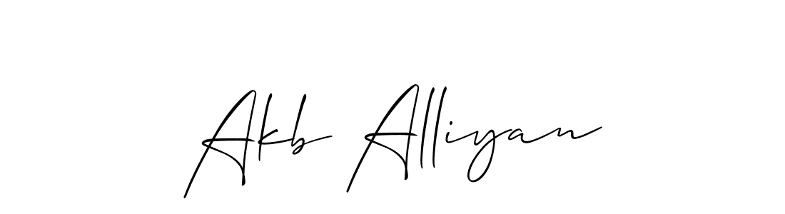 Make a beautiful signature design for name Akb Alliyan. With this signature (Allison_Script) style, you can create a handwritten signature for free. Akb Alliyan signature style 2 images and pictures png