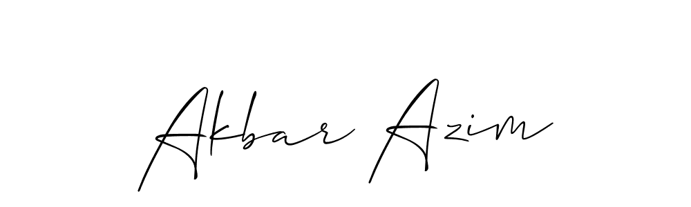 Make a beautiful signature design for name Akbar Azim. With this signature (Allison_Script) style, you can create a handwritten signature for free. Akbar Azim signature style 2 images and pictures png