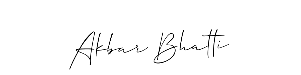 Make a beautiful signature design for name Akbar Bhatti. With this signature (Allison_Script) style, you can create a handwritten signature for free. Akbar Bhatti signature style 2 images and pictures png