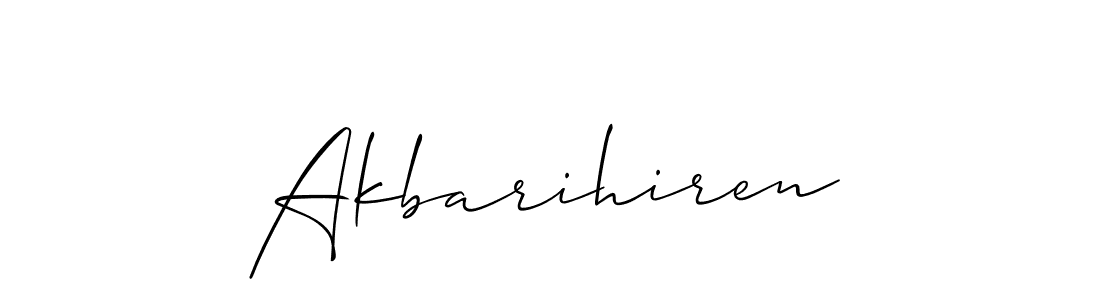 The best way (Allison_Script) to make a short signature is to pick only two or three words in your name. The name Akbarihiren include a total of six letters. For converting this name. Akbarihiren signature style 2 images and pictures png