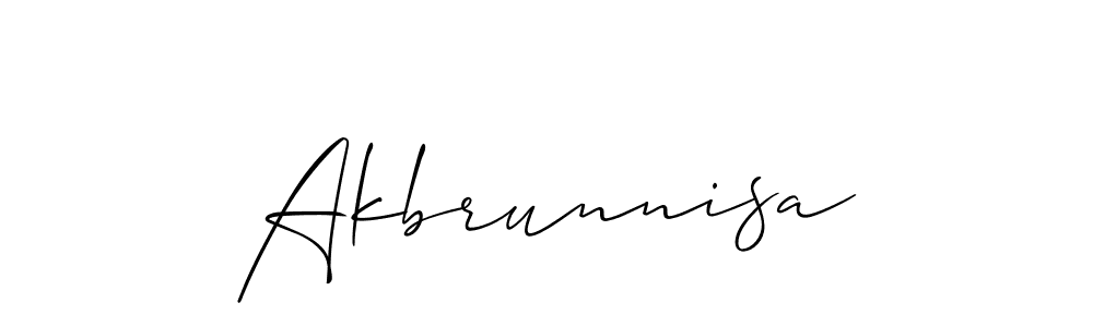 Use a signature maker to create a handwritten signature online. With this signature software, you can design (Allison_Script) your own signature for name Akbrunnisa. Akbrunnisa signature style 2 images and pictures png