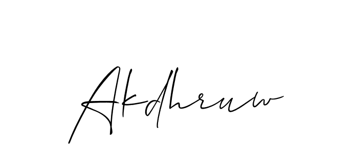 if you are searching for the best signature style for your name Akdhruw. so please give up your signature search. here we have designed multiple signature styles  using Allison_Script. Akdhruw signature style 2 images and pictures png