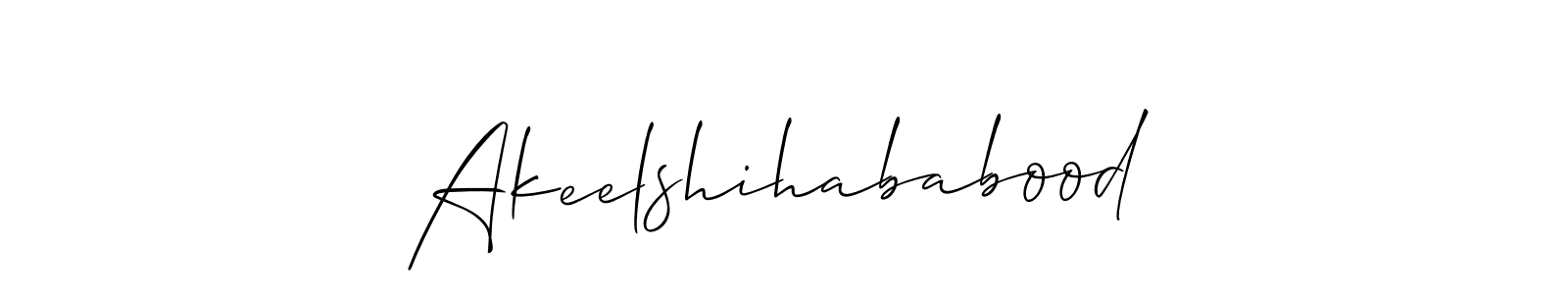 Make a beautiful signature design for name Akeelshihababood. With this signature (Allison_Script) style, you can create a handwritten signature for free. Akeelshihababood signature style 2 images and pictures png