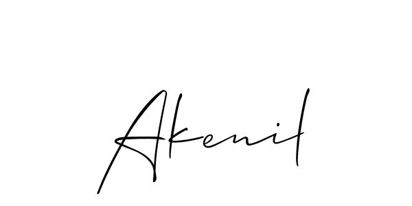 It looks lik you need a new signature style for name Akenil. Design unique handwritten (Allison_Script) signature with our free signature maker in just a few clicks. Akenil signature style 2 images and pictures png