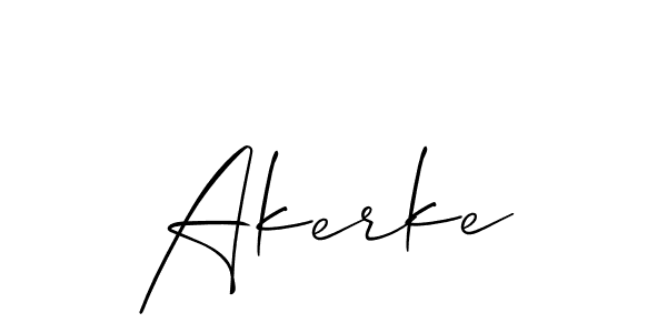 Use a signature maker to create a handwritten signature online. With this signature software, you can design (Allison_Script) your own signature for name Akerke. Akerke signature style 2 images and pictures png