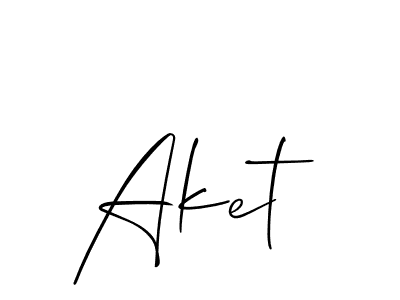 Make a beautiful signature design for name Aket. With this signature (Allison_Script) style, you can create a handwritten signature for free. Aket signature style 2 images and pictures png