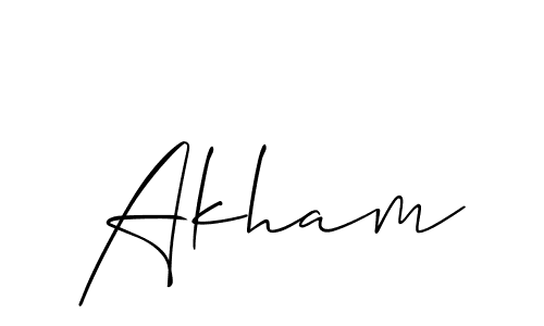 Use a signature maker to create a handwritten signature online. With this signature software, you can design (Allison_Script) your own signature for name Akham. Akham signature style 2 images and pictures png