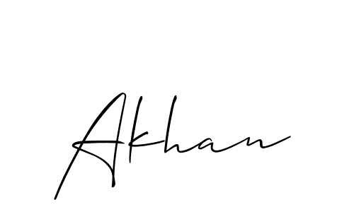 Make a beautiful signature design for name Akhan. With this signature (Allison_Script) style, you can create a handwritten signature for free. Akhan signature style 2 images and pictures png