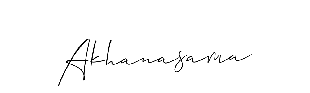 The best way (Allison_Script) to make a short signature is to pick only two or three words in your name. The name Akhanasama include a total of six letters. For converting this name. Akhanasama signature style 2 images and pictures png