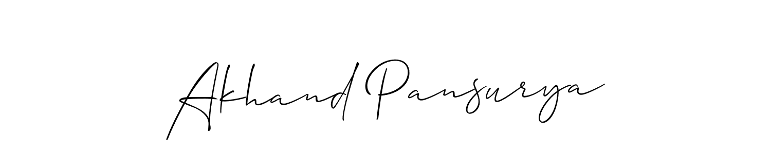 Use a signature maker to create a handwritten signature online. With this signature software, you can design (Allison_Script) your own signature for name Akhand Pansurya. Akhand Pansurya signature style 2 images and pictures png