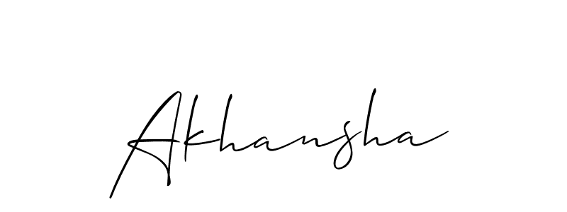 if you are searching for the best signature style for your name Akhansha. so please give up your signature search. here we have designed multiple signature styles  using Allison_Script. Akhansha signature style 2 images and pictures png