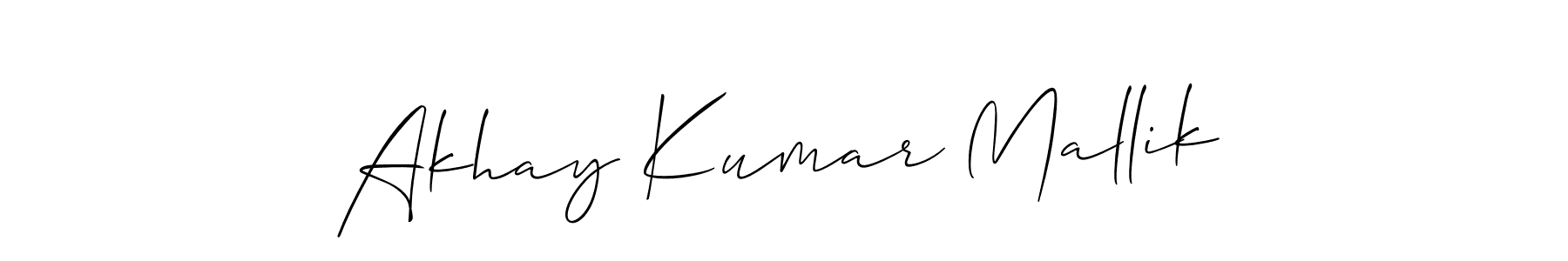 The best way (Allison_Script) to make a short signature is to pick only two or three words in your name. The name Akhay Kumar Mallik include a total of six letters. For converting this name. Akhay Kumar Mallik signature style 2 images and pictures png