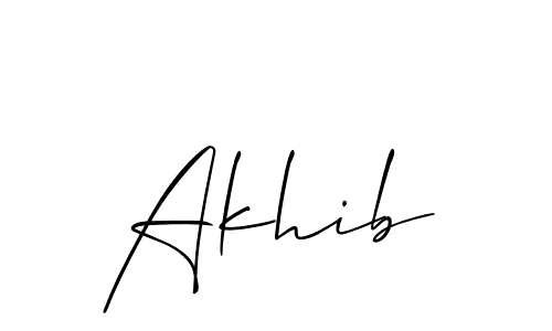 Design your own signature with our free online signature maker. With this signature software, you can create a handwritten (Allison_Script) signature for name Akhib. Akhib signature style 2 images and pictures png