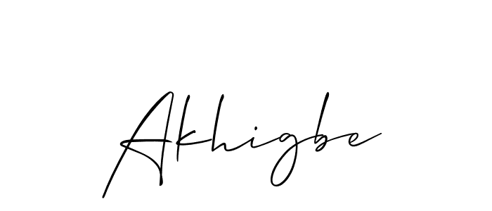 Design your own signature with our free online signature maker. With this signature software, you can create a handwritten (Allison_Script) signature for name Akhigbe. Akhigbe signature style 2 images and pictures png