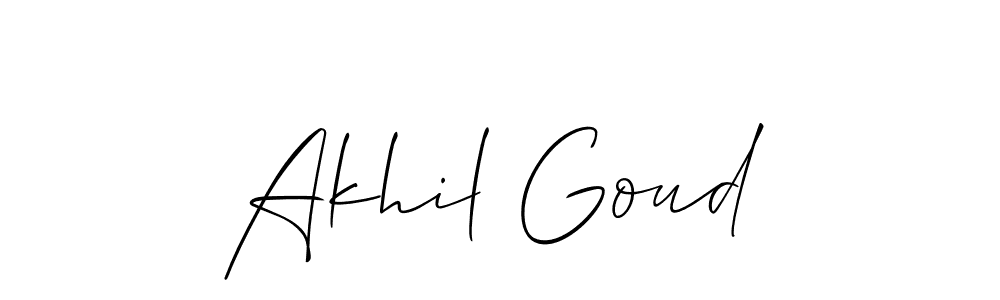 Make a beautiful signature design for name Akhil Goud. With this signature (Allison_Script) style, you can create a handwritten signature for free. Akhil Goud signature style 2 images and pictures png