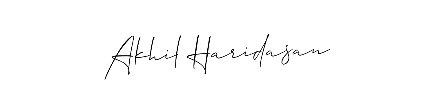 Use a signature maker to create a handwritten signature online. With this signature software, you can design (Allison_Script) your own signature for name Akhil Haridasan. Akhil Haridasan signature style 2 images and pictures png