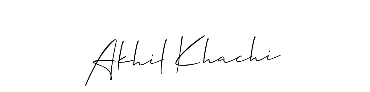 How to make Akhil Khachi name signature. Use Allison_Script style for creating short signs online. This is the latest handwritten sign. Akhil Khachi signature style 2 images and pictures png