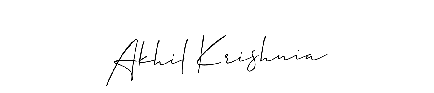 Make a beautiful signature design for name Akhil Krishnia. With this signature (Allison_Script) style, you can create a handwritten signature for free. Akhil Krishnia signature style 2 images and pictures png