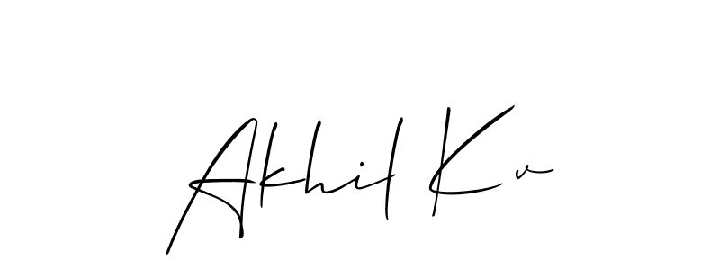 Design your own signature with our free online signature maker. With this signature software, you can create a handwritten (Allison_Script) signature for name Akhil Kv. Akhil Kv signature style 2 images and pictures png