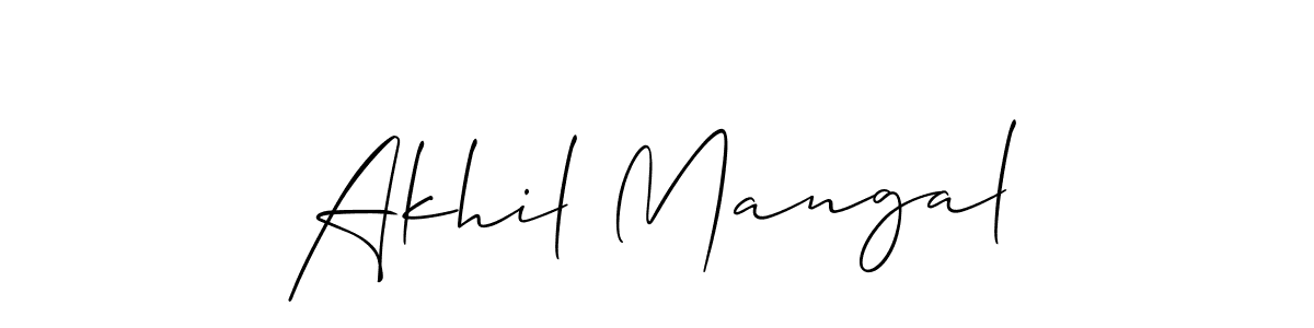 How to make Akhil Mangal name signature. Use Allison_Script style for creating short signs online. This is the latest handwritten sign. Akhil Mangal signature style 2 images and pictures png