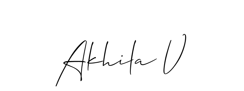 Also we have Akhila V name is the best signature style. Create professional handwritten signature collection using Allison_Script autograph style. Akhila V signature style 2 images and pictures png