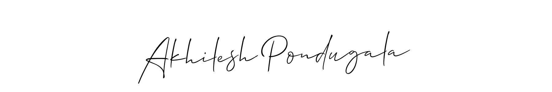 How to make Akhilesh Pondugala signature? Allison_Script is a professional autograph style. Create handwritten signature for Akhilesh Pondugala name. Akhilesh Pondugala signature style 2 images and pictures png