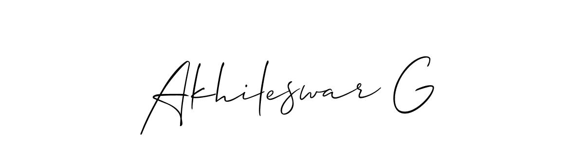 You should practise on your own different ways (Allison_Script) to write your name (Akhileswar G) in signature. don't let someone else do it for you. Akhileswar G signature style 2 images and pictures png