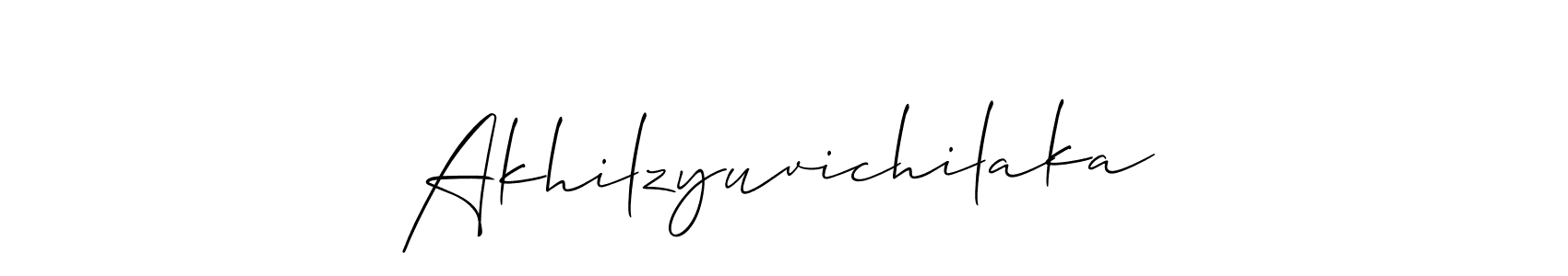 The best way (Allison_Script) to make a short signature is to pick only two or three words in your name. The name Akhilzyuvichilaka include a total of six letters. For converting this name. Akhilzyuvichilaka signature style 2 images and pictures png