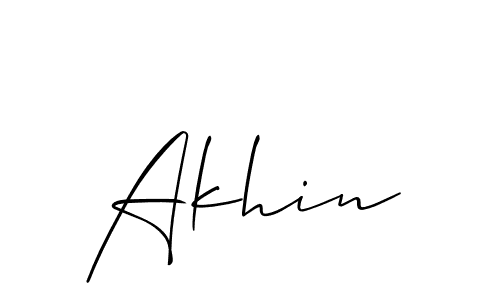 Allison_Script is a professional signature style that is perfect for those who want to add a touch of class to their signature. It is also a great choice for those who want to make their signature more unique. Get Akhin name to fancy signature for free. Akhin signature style 2 images and pictures png