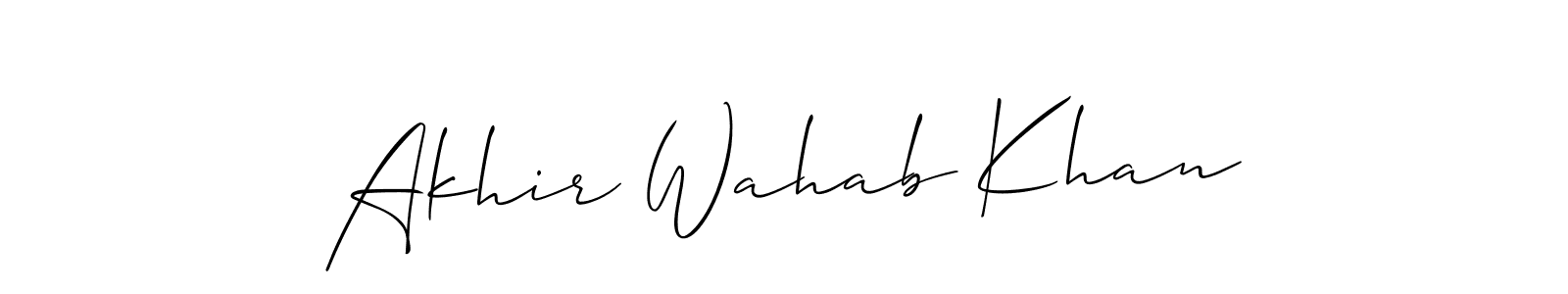 Use a signature maker to create a handwritten signature online. With this signature software, you can design (Allison_Script) your own signature for name Akhir Wahab Khan. Akhir Wahab Khan signature style 2 images and pictures png