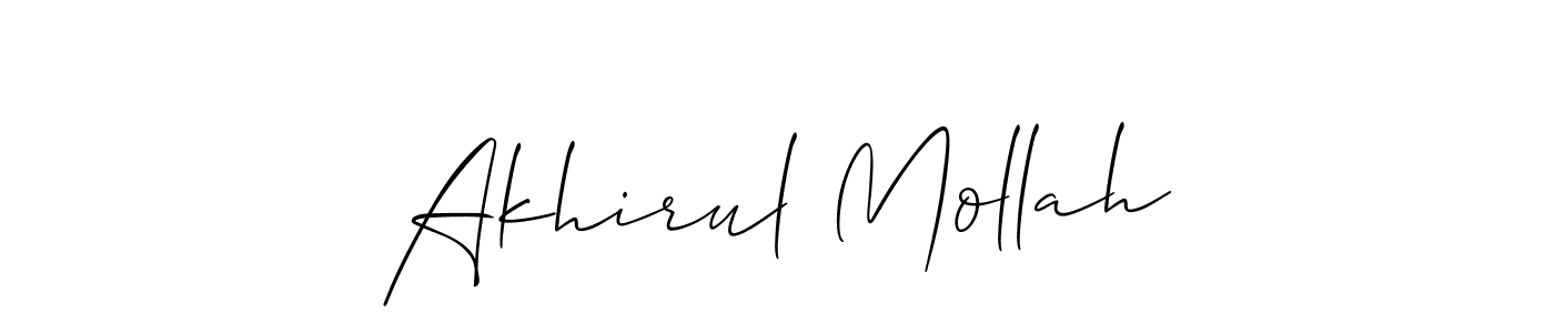 Use a signature maker to create a handwritten signature online. With this signature software, you can design (Allison_Script) your own signature for name Akhirul Mollah. Akhirul Mollah signature style 2 images and pictures png