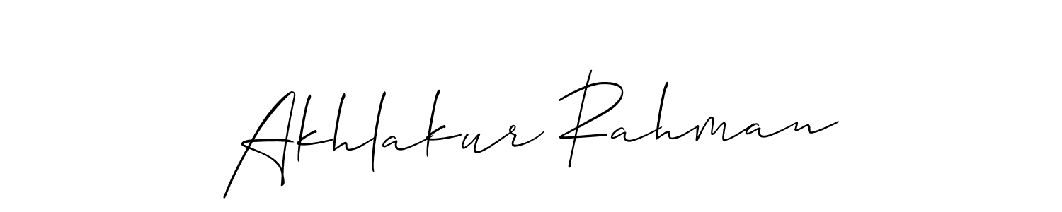 It looks lik you need a new signature style for name Akhlakur Rahman. Design unique handwritten (Allison_Script) signature with our free signature maker in just a few clicks. Akhlakur Rahman signature style 2 images and pictures png