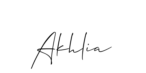It looks lik you need a new signature style for name Akhlia. Design unique handwritten (Allison_Script) signature with our free signature maker in just a few clicks. Akhlia signature style 2 images and pictures png