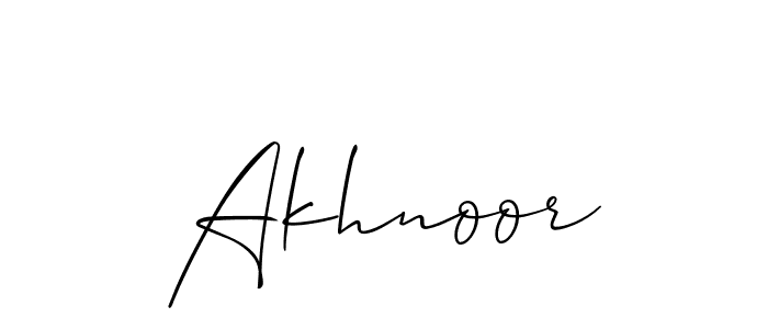 Use a signature maker to create a handwritten signature online. With this signature software, you can design (Allison_Script) your own signature for name Akhnoor. Akhnoor signature style 2 images and pictures png