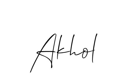 Design your own signature with our free online signature maker. With this signature software, you can create a handwritten (Allison_Script) signature for name Akhol. Akhol signature style 2 images and pictures png