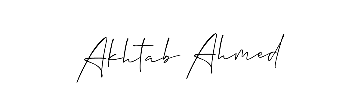 Also we have Akhtab Ahmed name is the best signature style. Create professional handwritten signature collection using Allison_Script autograph style. Akhtab Ahmed signature style 2 images and pictures png