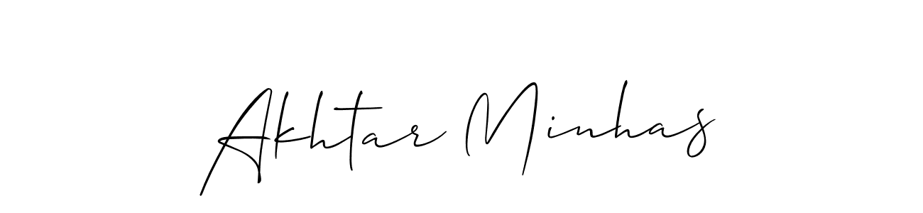 Also we have Akhtar Minhas name is the best signature style. Create professional handwritten signature collection using Allison_Script autograph style. Akhtar Minhas signature style 2 images and pictures png