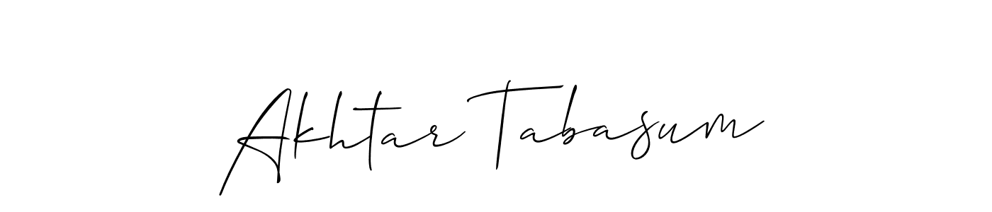 Also we have Akhtar Tabasum name is the best signature style. Create professional handwritten signature collection using Allison_Script autograph style. Akhtar Tabasum signature style 2 images and pictures png