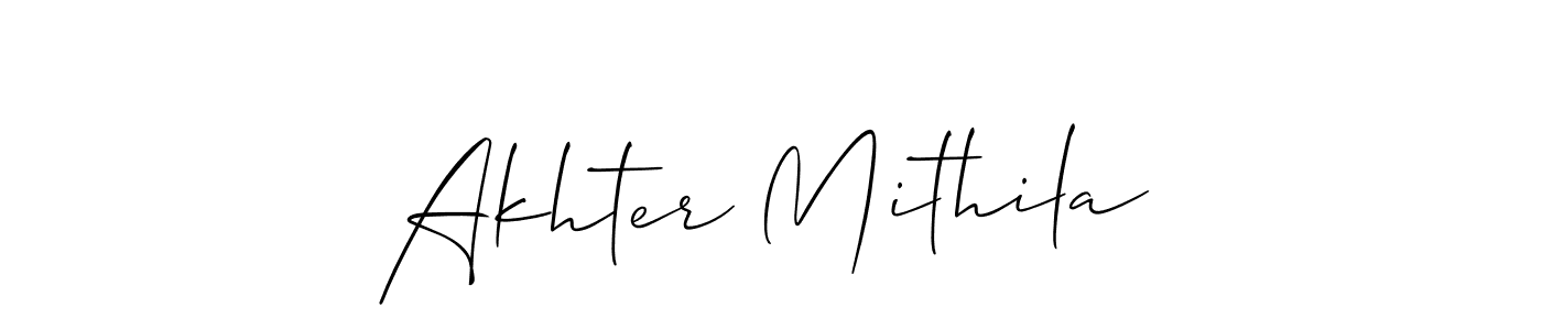 Design your own signature with our free online signature maker. With this signature software, you can create a handwritten (Allison_Script) signature for name Akhter Mithila. Akhter Mithila signature style 2 images and pictures png