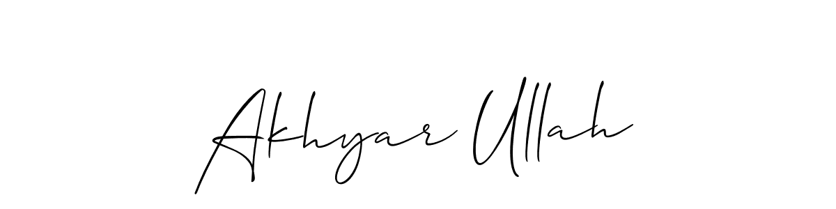 How to Draw Akhyar Ullah signature style? Allison_Script is a latest design signature styles for name Akhyar Ullah. Akhyar Ullah signature style 2 images and pictures png