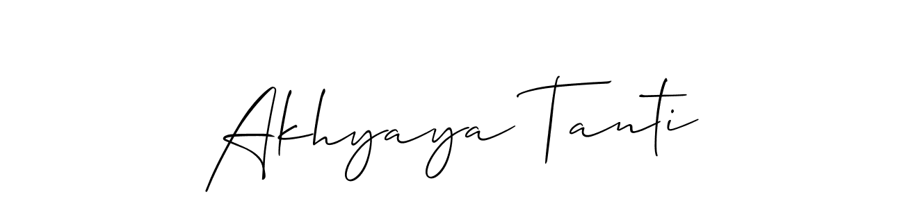 You should practise on your own different ways (Allison_Script) to write your name (Akhyaya Tanti) in signature. don't let someone else do it for you. Akhyaya Tanti signature style 2 images and pictures png