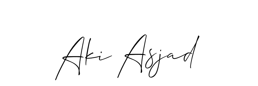 Also we have Aki Asjad name is the best signature style. Create professional handwritten signature collection using Allison_Script autograph style. Aki Asjad signature style 2 images and pictures png