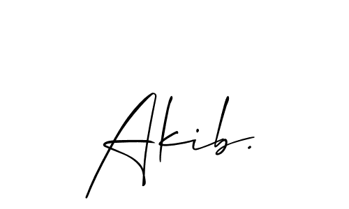 Use a signature maker to create a handwritten signature online. With this signature software, you can design (Allison_Script) your own signature for name Akib.. Akib. signature style 2 images and pictures png