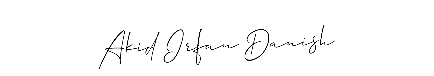 It looks lik you need a new signature style for name Akid Irfan Danish. Design unique handwritten (Allison_Script) signature with our free signature maker in just a few clicks. Akid Irfan Danish signature style 2 images and pictures png