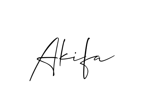 Use a signature maker to create a handwritten signature online. With this signature software, you can design (Allison_Script) your own signature for name Akifa. Akifa signature style 2 images and pictures png