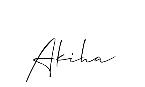 Design your own signature with our free online signature maker. With this signature software, you can create a handwritten (Allison_Script) signature for name Akiha. Akiha signature style 2 images and pictures png