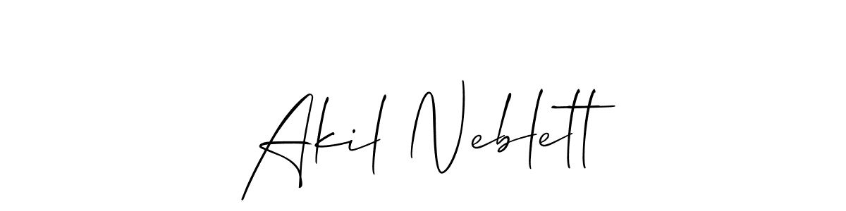 Similarly Allison_Script is the best handwritten signature design. Signature creator online .You can use it as an online autograph creator for name Akil Neblett. Akil Neblett signature style 2 images and pictures png