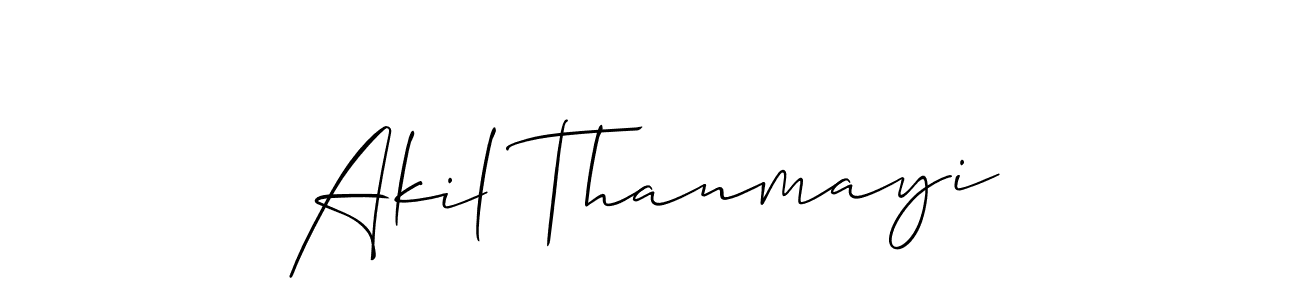 How to make Akil Thanmayi name signature. Use Allison_Script style for creating short signs online. This is the latest handwritten sign. Akil Thanmayi signature style 2 images and pictures png