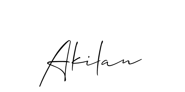 Use a signature maker to create a handwritten signature online. With this signature software, you can design (Allison_Script) your own signature for name Akilan. Akilan signature style 2 images and pictures png