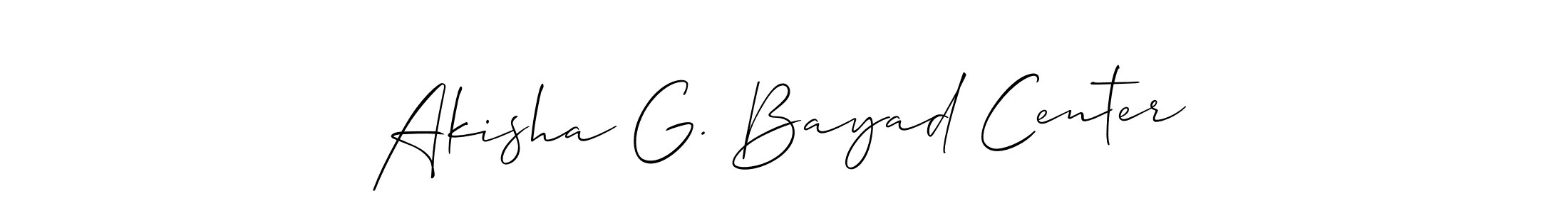 Also You can easily find your signature by using the search form. We will create Akisha G. Bayad Center name handwritten signature images for you free of cost using Allison_Script sign style. Akisha G. Bayad Center signature style 2 images and pictures png